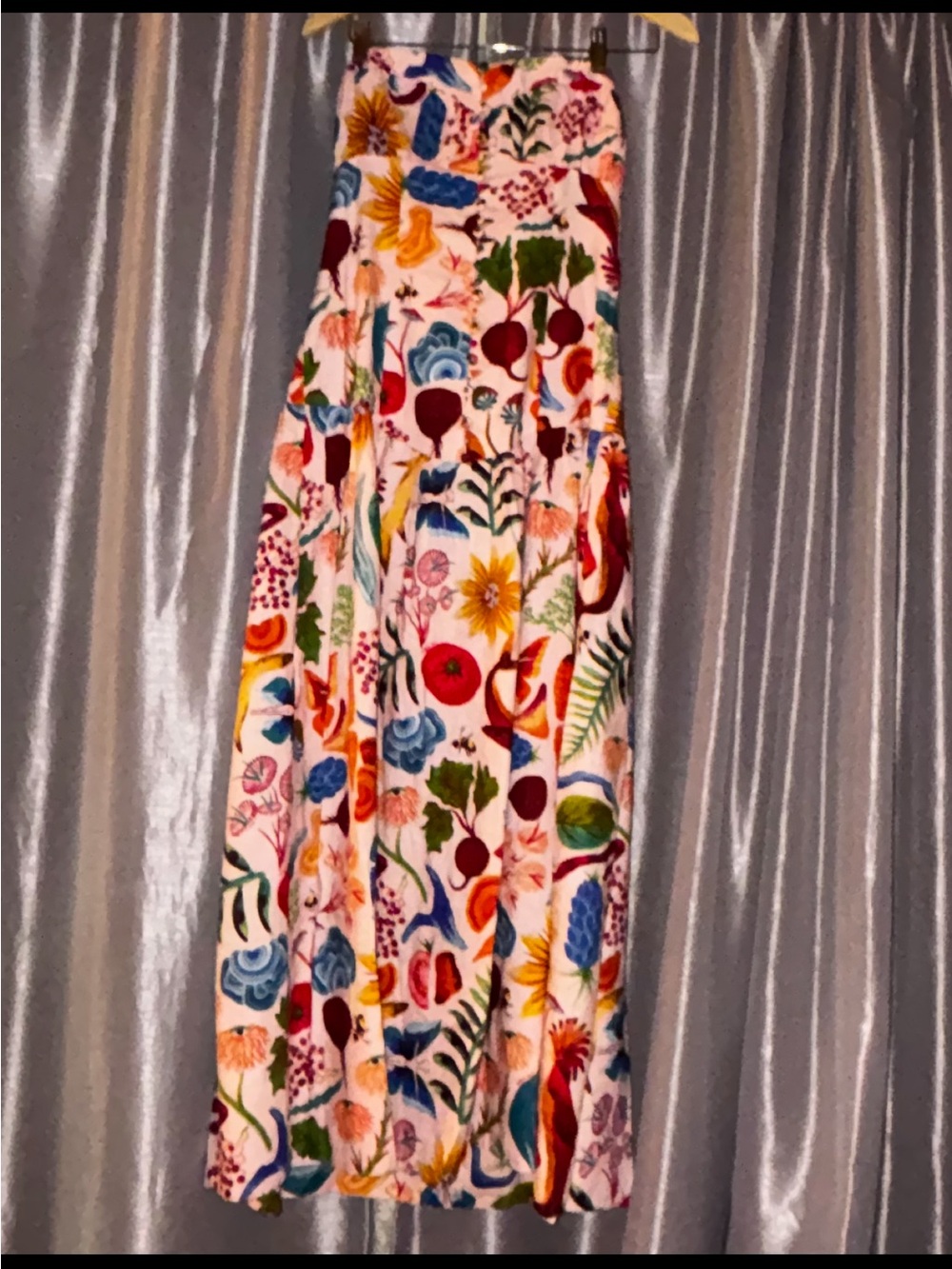 FARM Rio new peach Midi Dress w/ Bold Multicolor Floral Print Strapless option